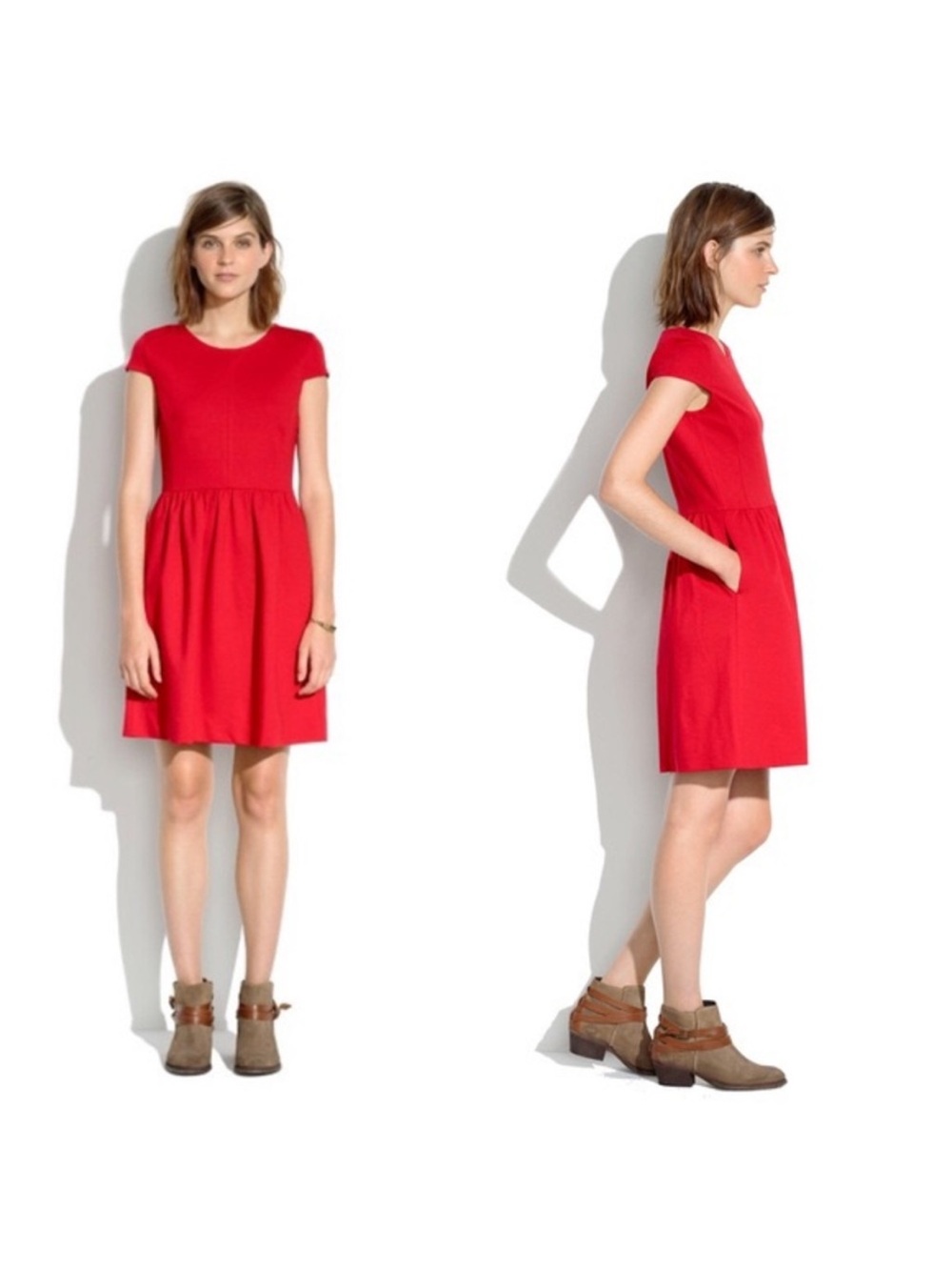 Madewell Ponte Screenplay A-line Dress in red | medium